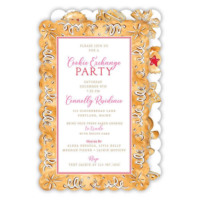 Gingerbread Cookie Large Die-Cut Invitation