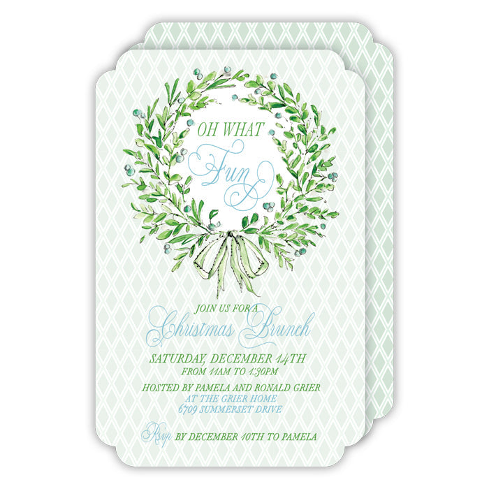 Holiday Boxwood with Bow Invitation Die-Cut Invitation