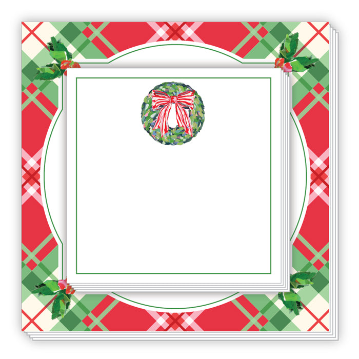 Lauren Dunn Bright Red and Green Christmas Plaid Notepad Duo