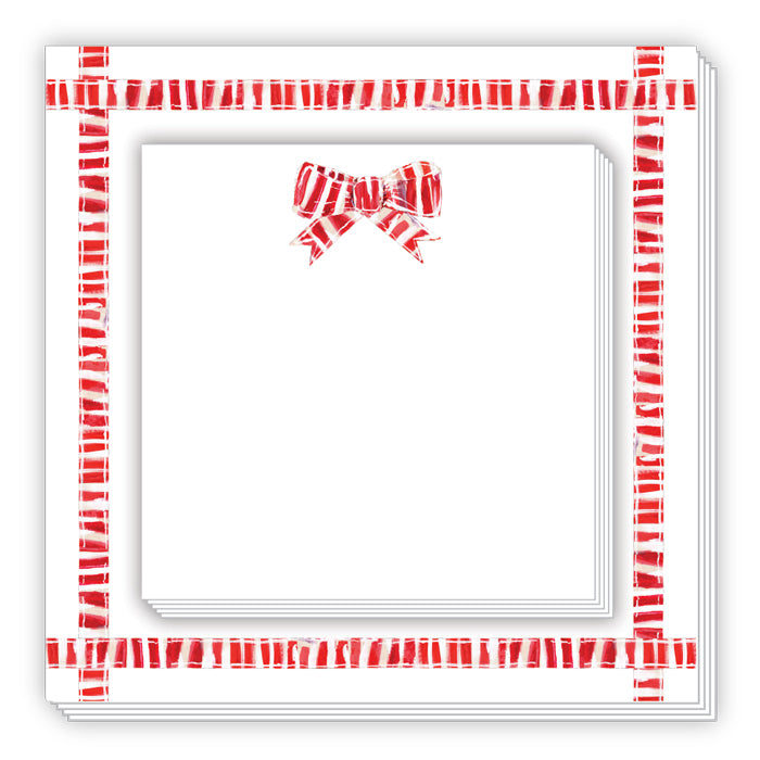Lauren Dunn Red and White Striped Bow Notepad Duo