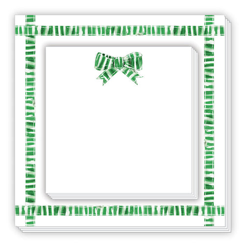 Lauren Dunn Green and White Striped Bow Notepad Duo