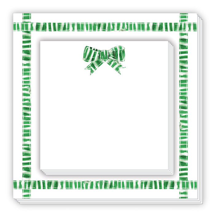 Lauren Dunn Green and White Striped Bow Notepad Duo