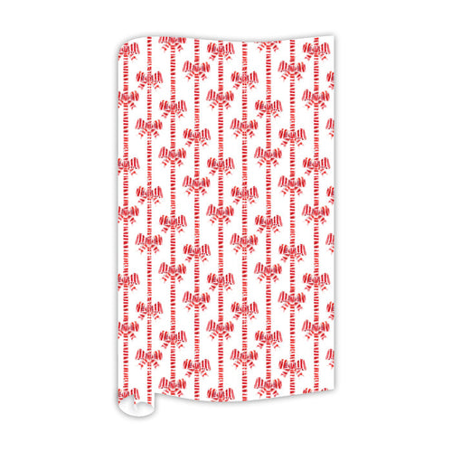 Lauren Dunn Red and White Striped Bow Pattern Wrapping Paper