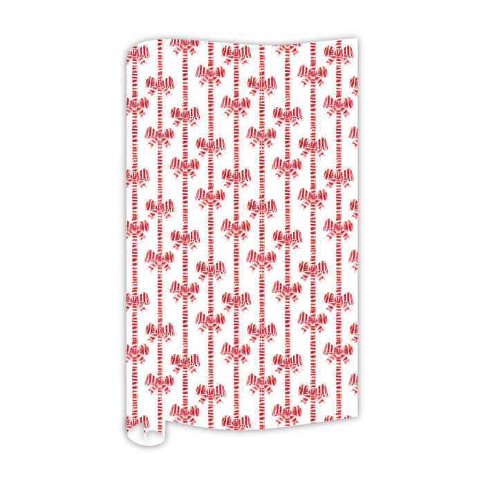 Lauren Dunn Red and White Striped Bow Pattern Wrapping Paper