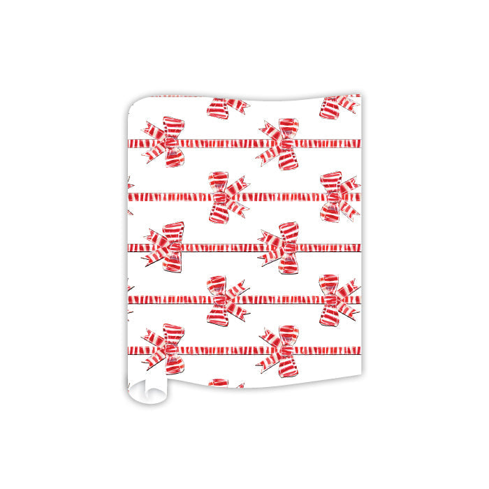 Lauren Dunn Red and White Striped Bow Pattern Table Runners