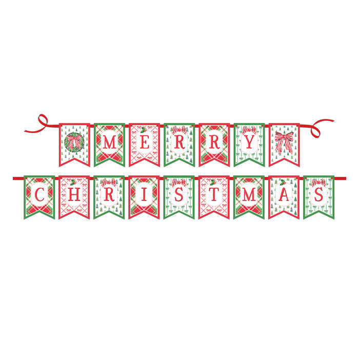 Lauren Dunn Merry Christmas Traditional Red and Green Party Banner