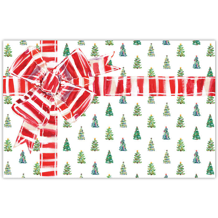 Lauren Dunn Christmas Tree Pattern with Red and White Bow Placemats