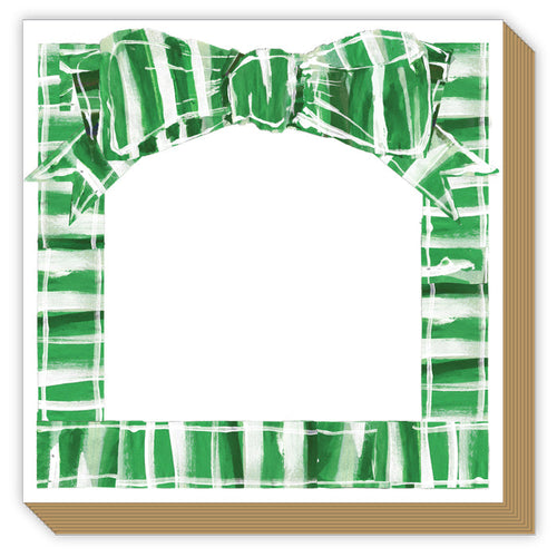 Lauren Dunn Green and White Striped Bow Luxe Notepad