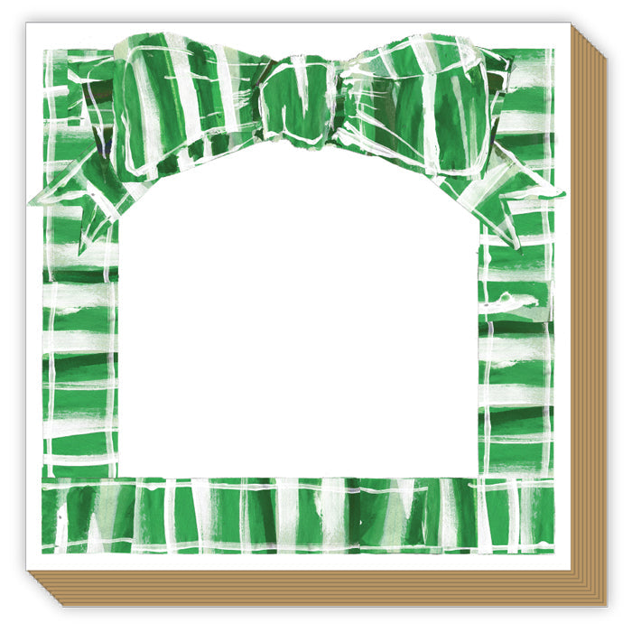 Lauren Dunn Green and White Striped Bow Luxe Notepad