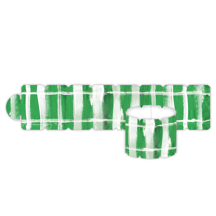 Lauren Dunn Green and White Striped Ribbon Napkin Rings