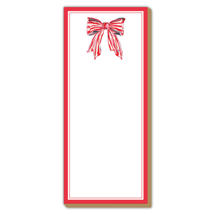 Lauren Dunn Red White Striped Bow Solid Red Border Luxe Skinny Pad