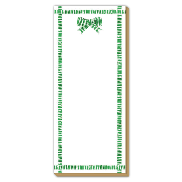 Lauren Dunn Ribbon Border Green and White Striped Bow Luxe Skinny Pad