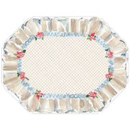 Lauren Dunn Blue & Ecru Ribbon Border With Flowers Posh Placemat