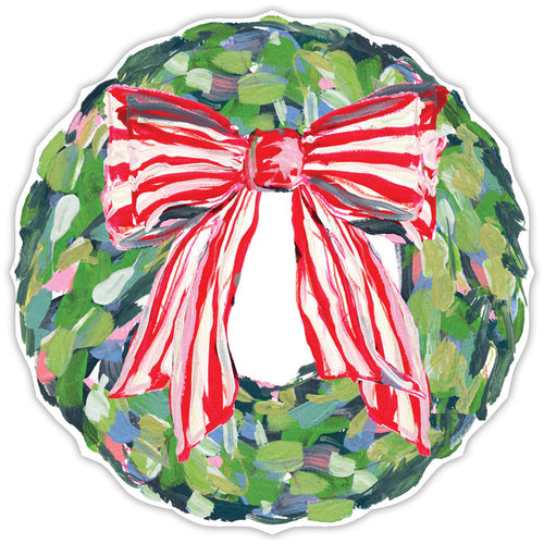 Lauren Dunn Wreath with Red and White Striped Bow Posh Die-Cut Placemats