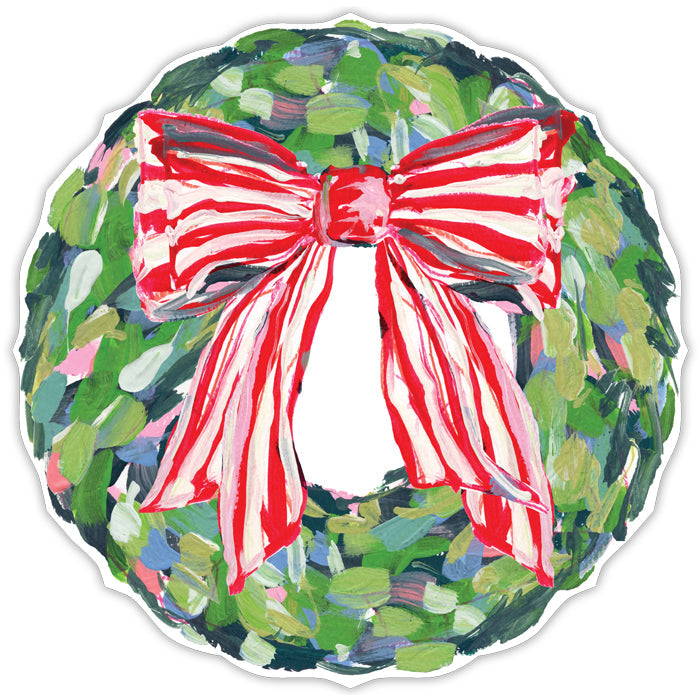 Lauren Dunn Wreath with Red and White Striped Bow Posh Die-Cut Placemats