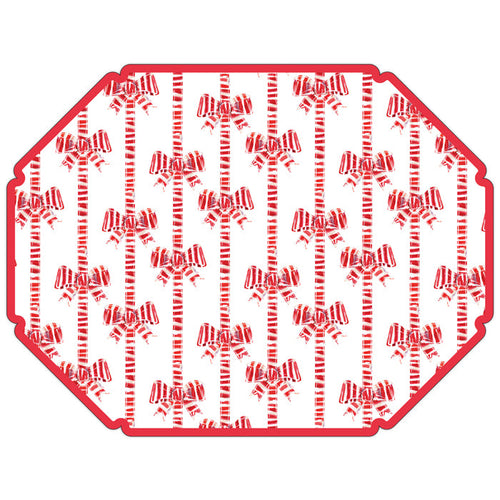 Lauren Dunn Red and White Striped Bow Pattern Posh Die-Cut Placemats