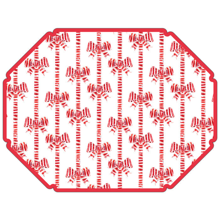 Lauren Dunn Red and White Striped Bow Pattern Posh Die-Cut Placemats
