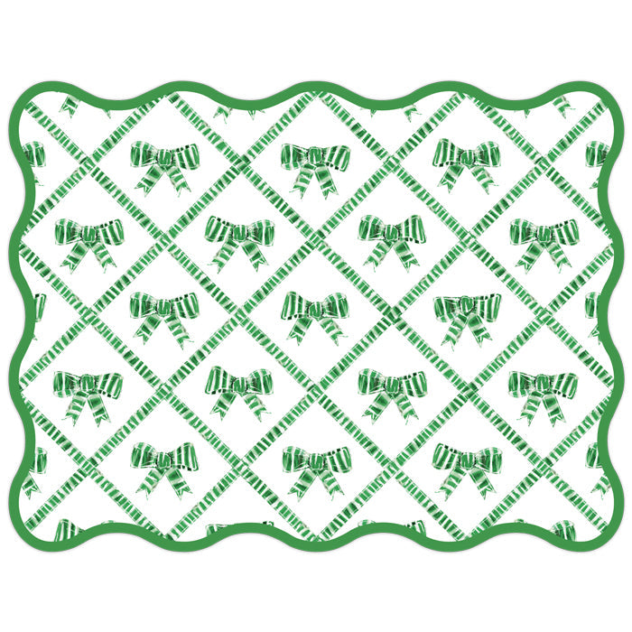 Lauren Dunn Green and White Striped Bow Trellis Posh Die-Cut Placemats