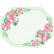 Lauren Dunn Green Zinnia Floral Corners Posh Die-Cut Placemat