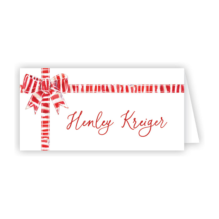 Lauren Dunn Red and White Striped Bow Place Cards