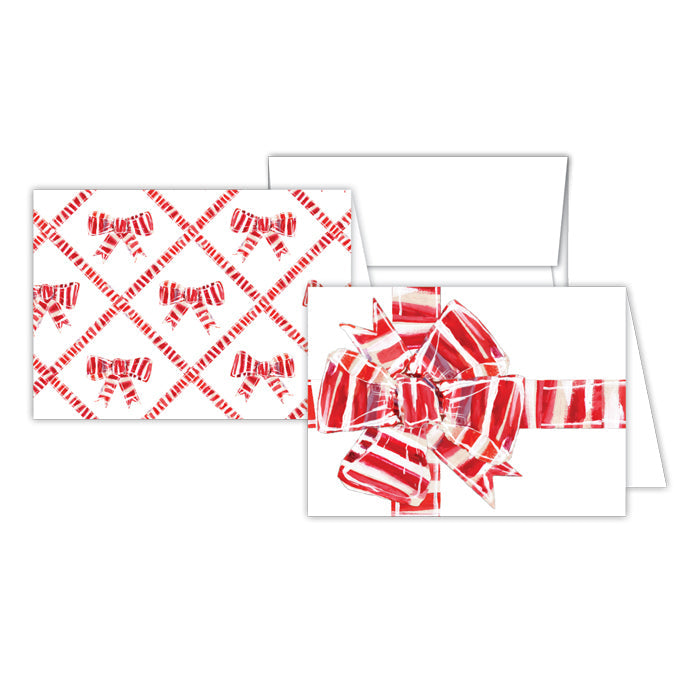 Lauren Dunn Red and White Striped Bow Petite Note Combo