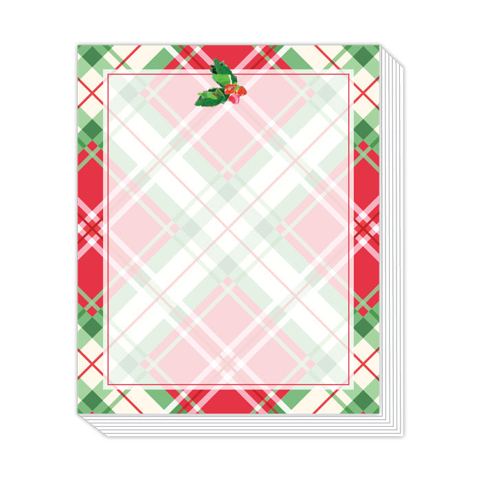 Lauren Dunn Bright Red and Green Christmas Plaid with Holly Stack Pad