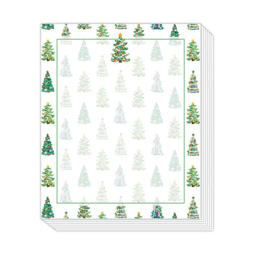 Lauren Dunn Green Christmas Tree Pattern Stack Pad
