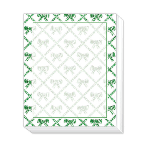 Lauren Dunn Green and White Striped Bow Trellis Stack Pad