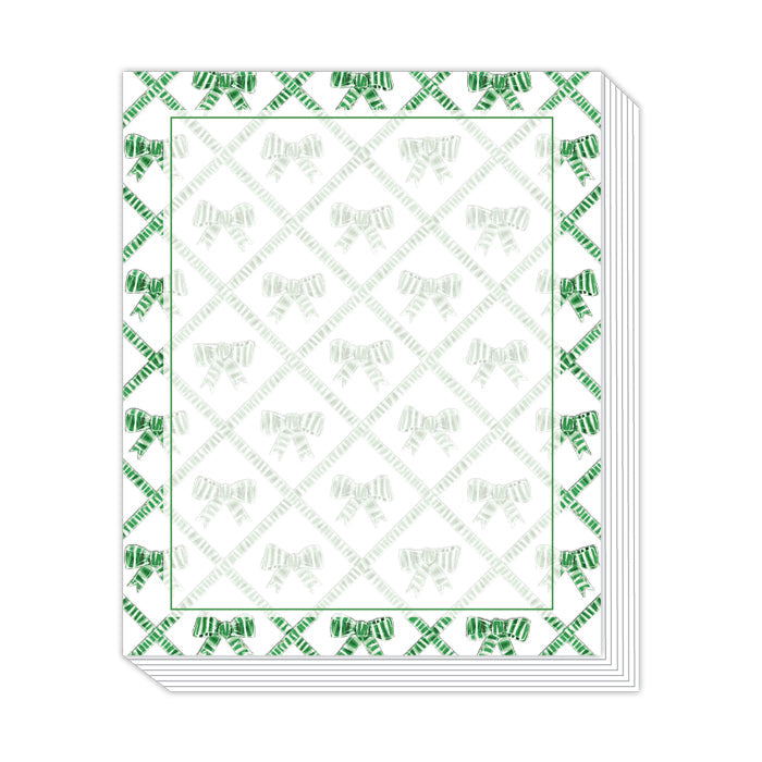 Lauren Dunn Green and White Striped Bow Trellis Stack Pad
