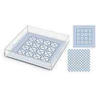 Sue Sartor Blue Caning Large Acrylic Tray