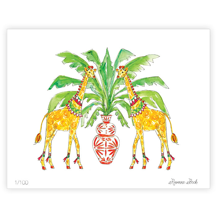 Animal Duo Giraffe Watercolor Art Print