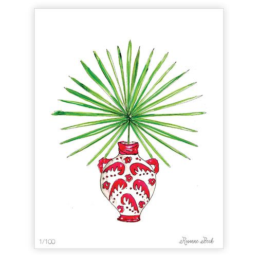 Potted Palm Pink Watercolor Art Print
