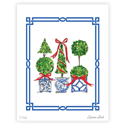 Holiday Topiary Trio Art Print