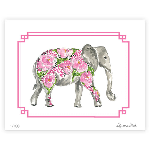 Pink Elephant Watercolor Art Print