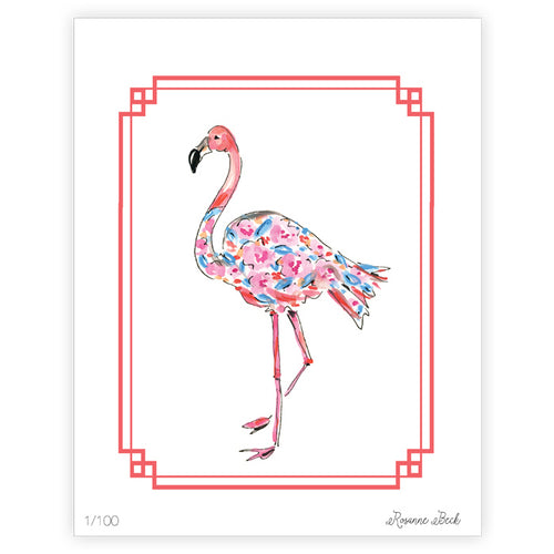 Orange Flamingo Watercolor Art Print