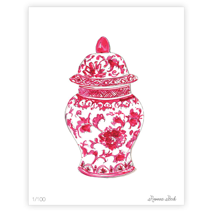 Pink Urn Watercolor Art Print