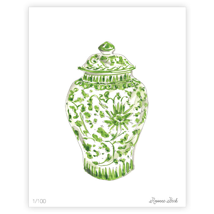 Green Urn Watercolor Art Print