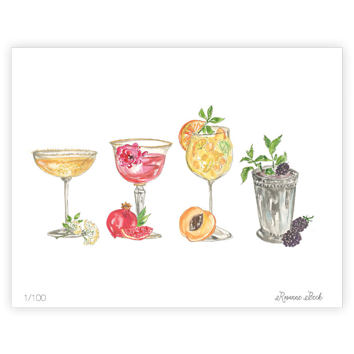 Cocktail Assortment 1 Watercolor Art Print