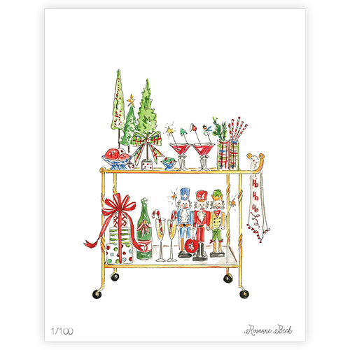 Holiday Bar Cart Art Print