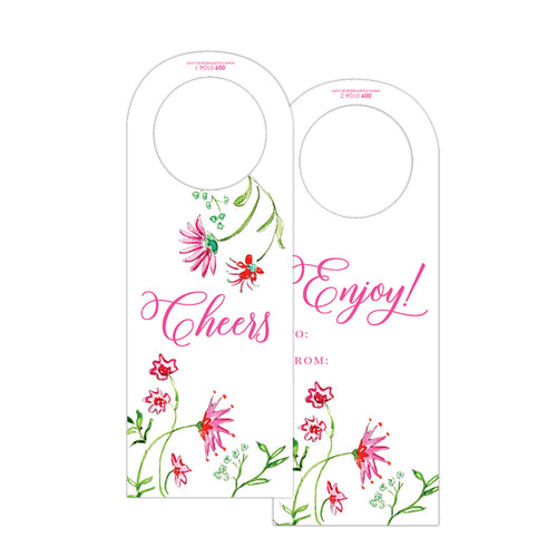 Mixed Floral Pink Wine Tag