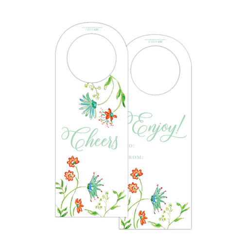 Mixed Floral Seafoam Wine Tag