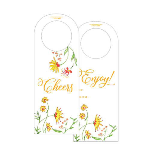 Mixed Floral Yellow Wine Tag