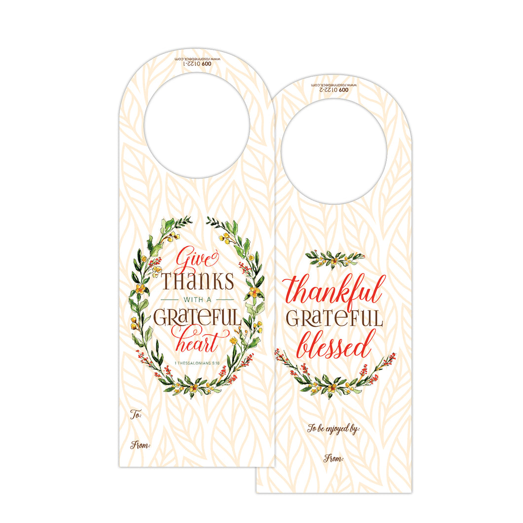 Give Thanks Grateful Heart Wine Tag