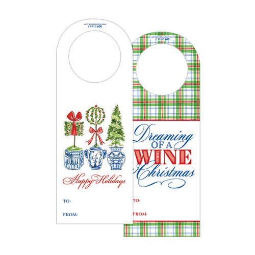 Holiday Topiary Trio Wine Tag