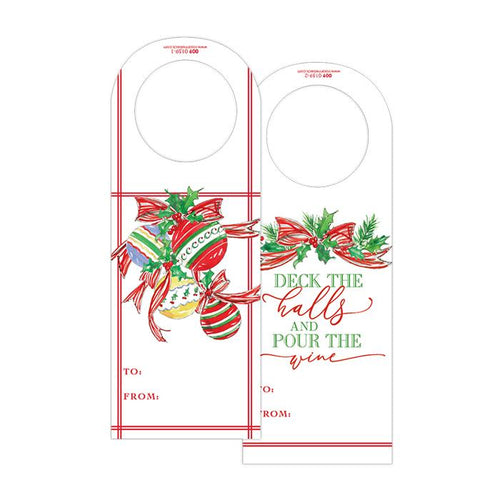 Handpainted Ornaments/Deck The Hall And Pour The Wine Wine Tag