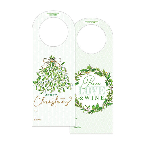 Peace Love Joy Wreath Wine Tag