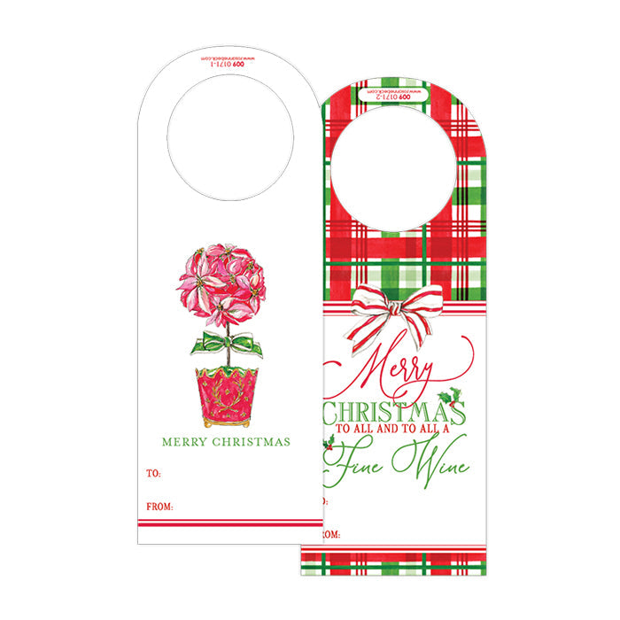 Red and Green Plaid Wine Tag