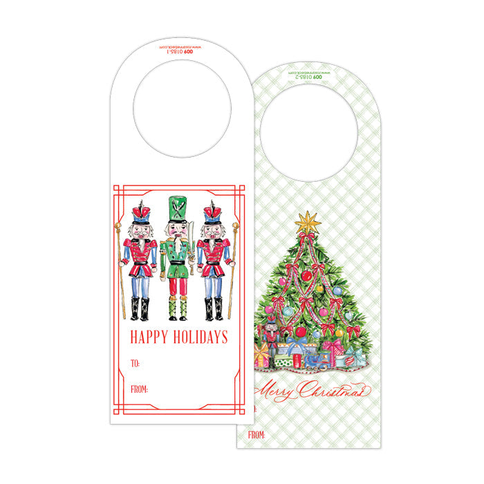 Traditional Christmas Tree & Nutcrackers Wine Tags