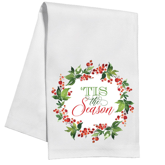 Tis the Season Wreath Kitchen Towel