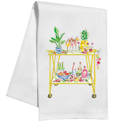 Handpainted Tropical Bar Cart Kitchen Towel